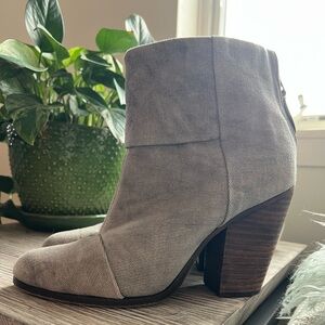 RAG & BONE Classic Newbury Canvas Gray Ankle Boots Booties size 9.5 / 39.5